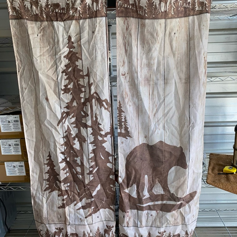 Rustic Bear and Tree Curtains